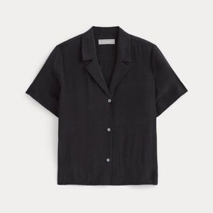 Everlane The Notch Shirt in Washable Silk - Size 2 black